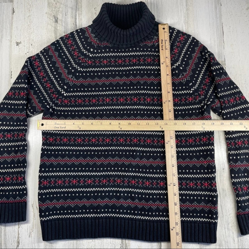 LANDSβ END SWEATER SZ 10 PETITE CHRISTMAS TURTLENECK WOVEN SKI TRIP SNOWFLAβ¦